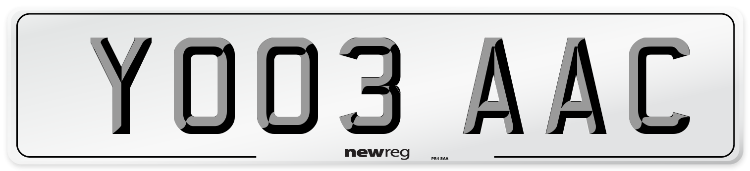 YO03 AAC Number Plate from New Reg